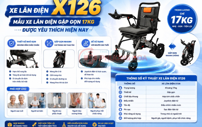 Xe lăn điện gập gọn 17kg có gì nổi bật?